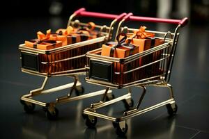 Prepare for savings with promotional Black Friday shopping carts at the ready AI Generated photo