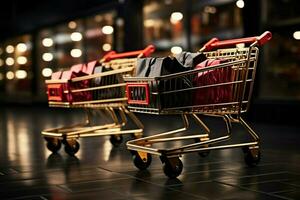 Black Friday promotional shopping carts, ready to roll out the best deals AI Generated photo