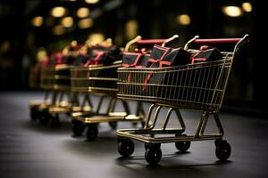 Black Friday promotional shopping carts, ready to roll out the best deals AI Generated photo