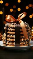 Front view delectable sweet cookies, elegantly tied with a dark ribbon bow Vertical Mobile Wallpaper AI Generated photo