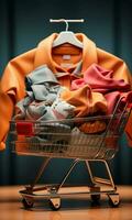 Adding clothes to the cart a close up of an online shopping campaign Vertical Mobile Wallpaper AI Generated photo
