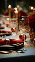 Elegant table setting Ideal for parties Christmas Vertical Mobile Wallpaper AI Generated photo