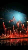 Stock markets 3D graph displays a downturn during a financial crisis Vertical Mobile Wallpaper AI Generated photo