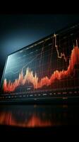 Stock markets 3D graph displays a downturn during a financial crisis Vertical Mobile Wallpaper AI Generated photo