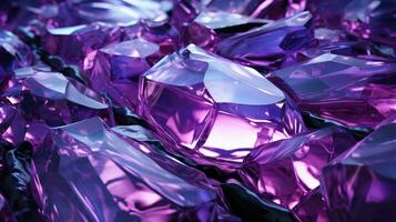 sparkling purple crystal gemstone background. AI Generated. photo