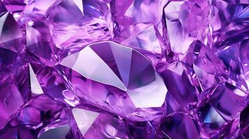 sparkling purple crystal gemstone background. AI Generated. photo