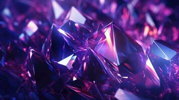 sparkling purple crystal gemstone background. AI Generated. photo