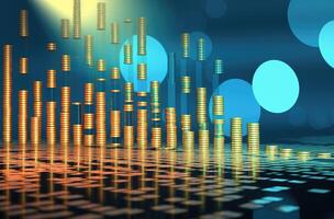 financial stock market graph on technology abstract background. 3d illustration. . photo