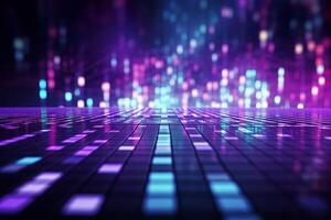 abstract technology background, glowing lines and dots. 3d render. . photo