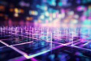 3d illustration of abstract technology background with glowing lines and dots. . photo