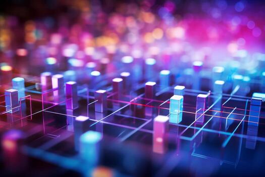 Abstract technology background. 3d rendering, toned image double exposure. . photo