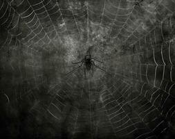 spider on a spider web, 3d render, black and white. AI Generated. photo