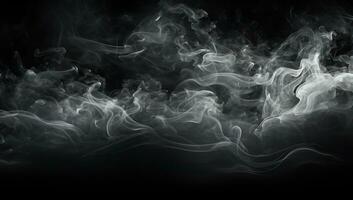 resumen fumar se mueve en un negro antecedentes. ai generado. foto