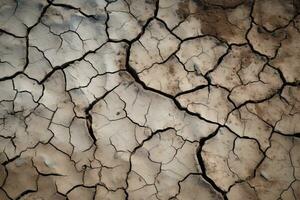 Dried and cracked earth background. Global warming and climate change concept. AI Generated. photo