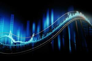 Digital illustration of a financial chart in colour background. AI Generated. photo