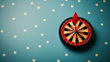 Darts on a blue background. AI Generated. photo