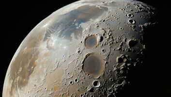 Moon in outer space showing the texture and detail of its surface. AI Generated. photo