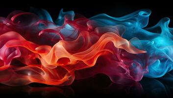 Abstract multicolored smoke on a black background. AI Generated. photo