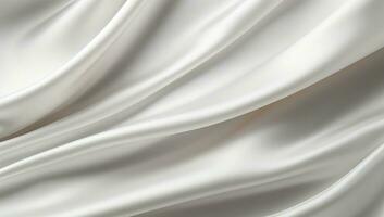 Closeup of rippled white silk fabric lines. 3d render illustration. AI Generated. photo