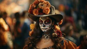 Day of the Dead, Dia de los Muertos, Mexico. AI Generated. photo