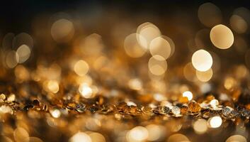 golden bokeh abstract background. christmas and new year concept. AI Generated. photo