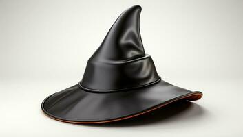 Black witch hat isolated on white background. AI Generated. photo