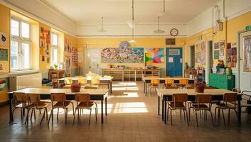 Interior of a primary school. AI Generated. photo