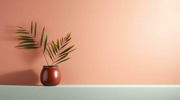 a gray vase with a small plant in it ai generated photo