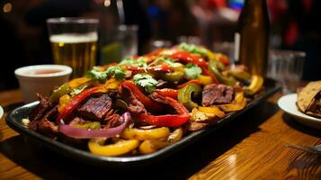 un Pizza con Olivos, Tomates y hierbas ai generativo foto