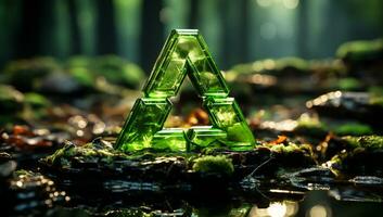 Bright recycling symbol in ecology concept. AI generated photo