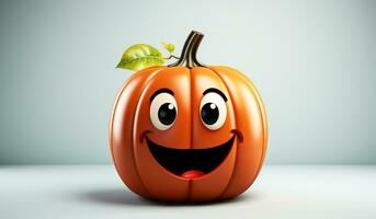 Funny pumpkin with smiling face. AI generated photo