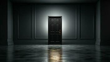 Door to the light at night. AI generated photo