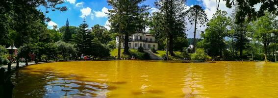 Terra Nostra Park in the Azores is a large botanical garden with a huge variety of plants and trees and with lakes, streams and a pool of volcanic origin. photo