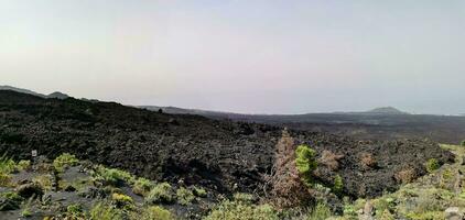 Solidified volcanic lava stream from the Cumbre Vieja volcano on the island of La Palma photo