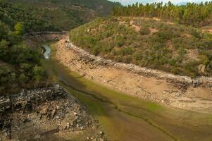 The Ponsul River is a affluent of the Tejo River, in Portugal, and is a very large river. At this time it is completely dry, without water and with its bed cracked due to climate change photo