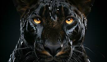 Closeup of a black panther. AI generated photo