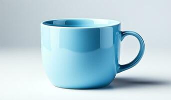 Blue cup of tea or coffee. AI generated photo