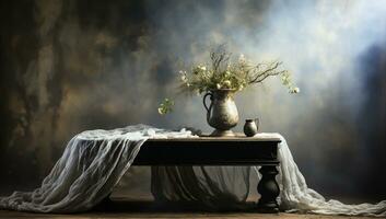 Misty still life in a room. AI generated photo