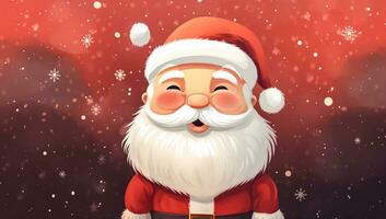 Funny Santa Claus greeting card in happy holidays concept. AI generated photo