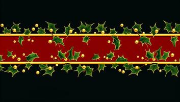 Background with holly and berries for Christmas advertising, in vibrant colors. AI generated photo