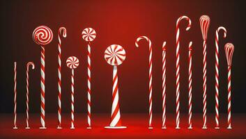 Delicious red and white candy canes, christmas time. AI generated photo