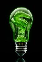 Green light bulb in ecology concept. AI generated photo