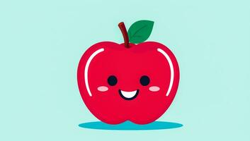 Funny apple with smiling face. AI generated photo