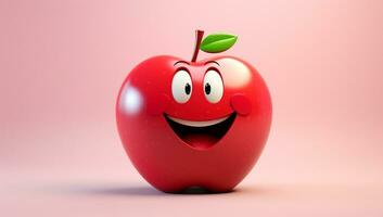 Funny apple with smiling face. AI generated photo