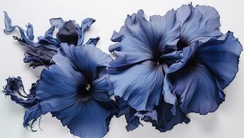 Blue petunia branch. AI generated photo