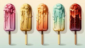 Refreshing colorful ice cream. AI generated photo