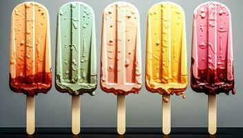 Refreshing colorful ice cream. AI generated photo