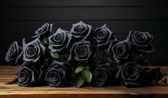 Bouquet of black roses. AI generated photo