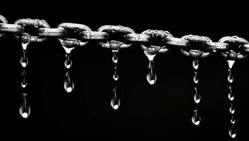 Metal chain with water drops. AI generated photo