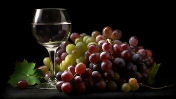 Close-up of bunch of grapes. AI generated photo